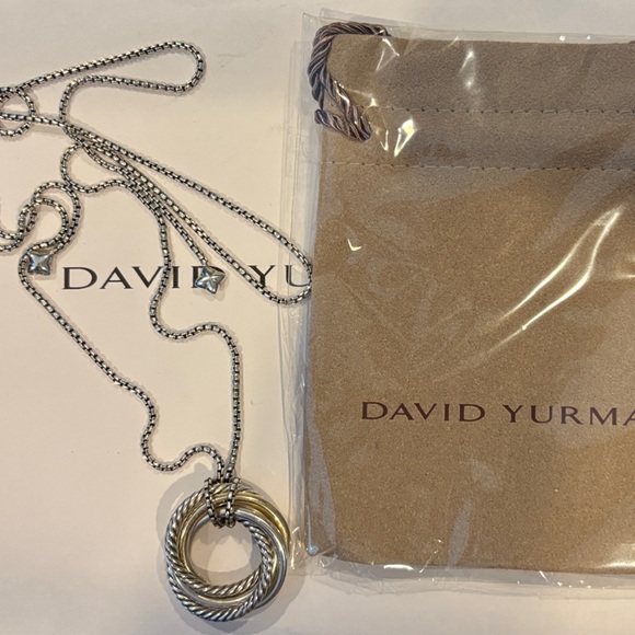 David Yurman Silver and Gold Cable Necklace - Picture 8 of 8